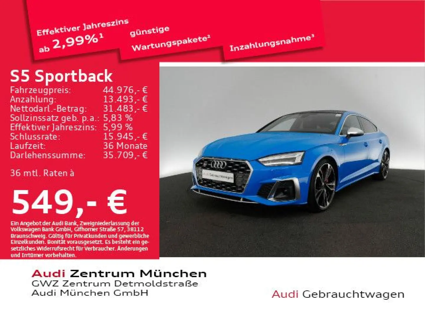 S5 Sportback TDI tiptr. Pano/ACC/Virtual+/Navi+