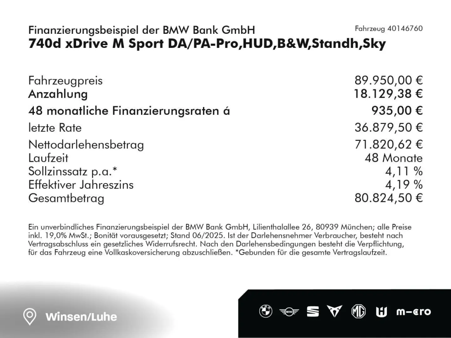 740d xDrive M Sport DA/PA-Pro,HUD,B&W,Standh,Sky