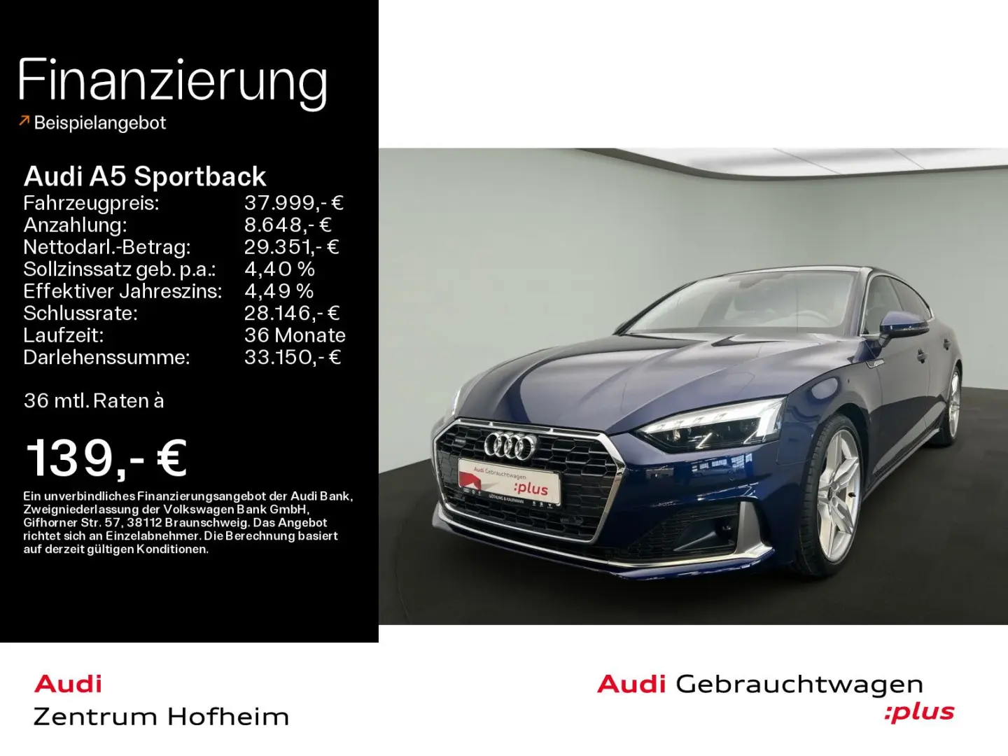 AUDI A5 Sportback 40 TFSI qu S line S tro*LEASING