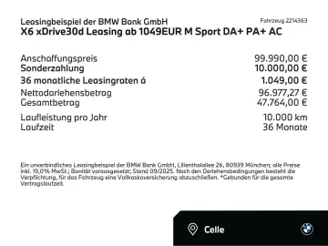 X6 xDrive30d Leasing ab 1049EUR M Sport DA+ PA