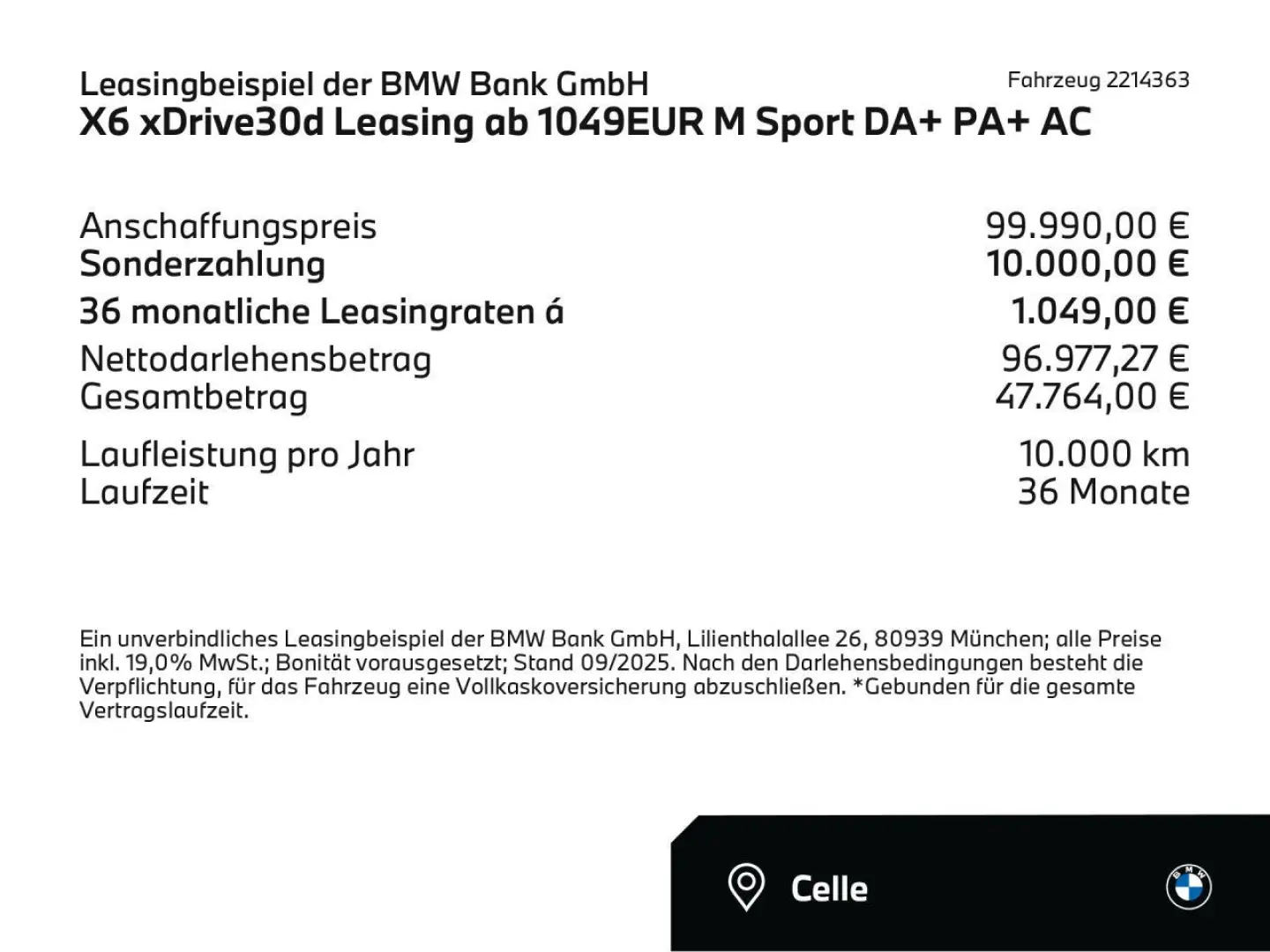 X6 xDrive30d Leasing ab 1049EUR M Sport DA+ PA