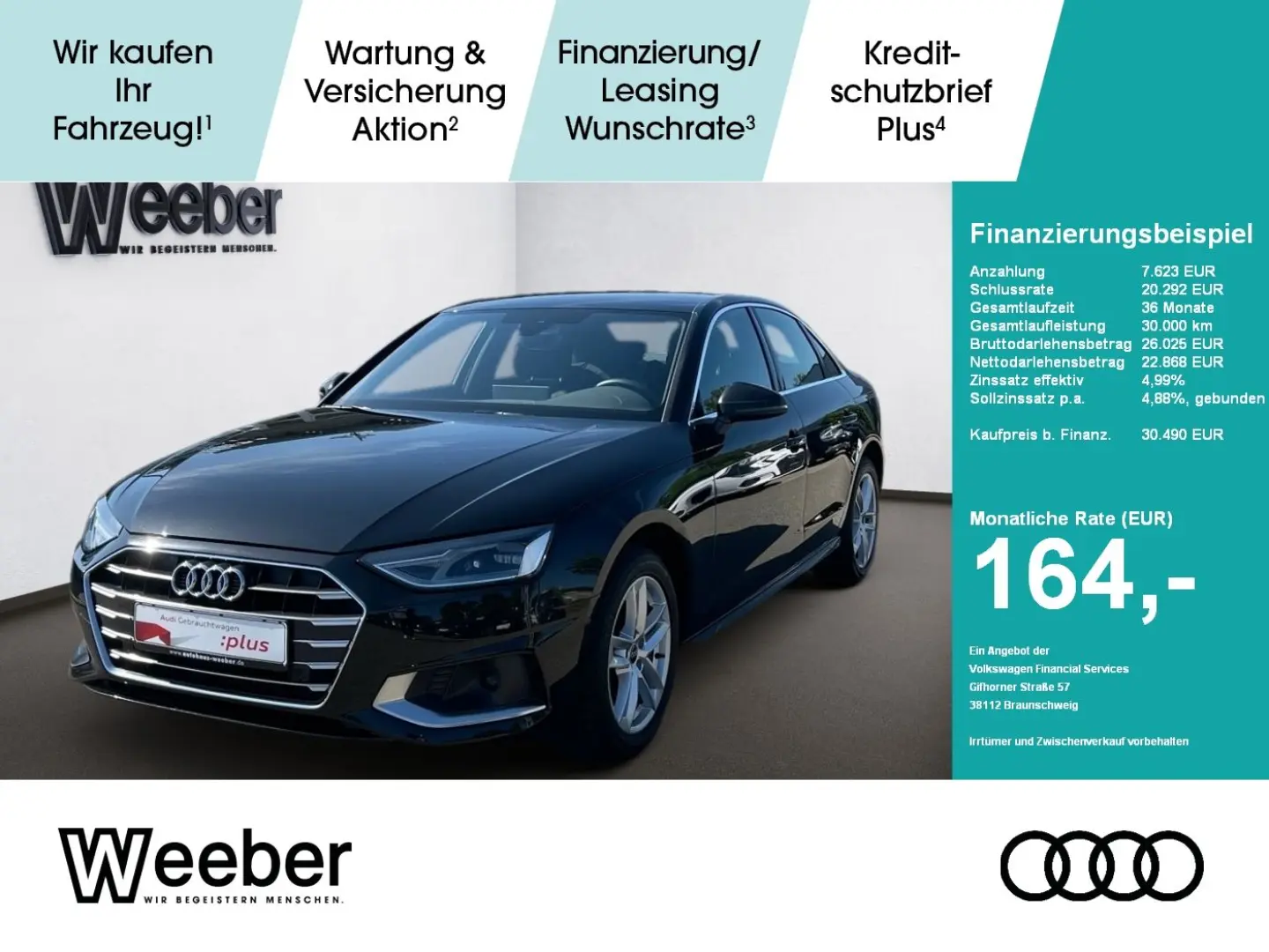 A4 Lim. AKTIONSLEASING OHNE ANZAHLUNG! 5J GAR