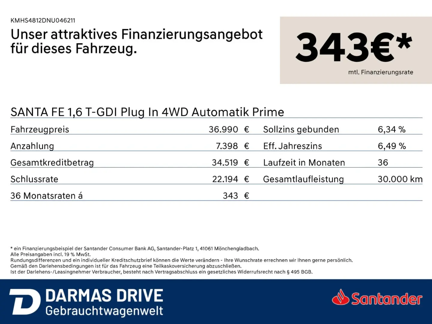 SANTA FE 1,6 T-GDI Plug In 4WD Automatik Prime