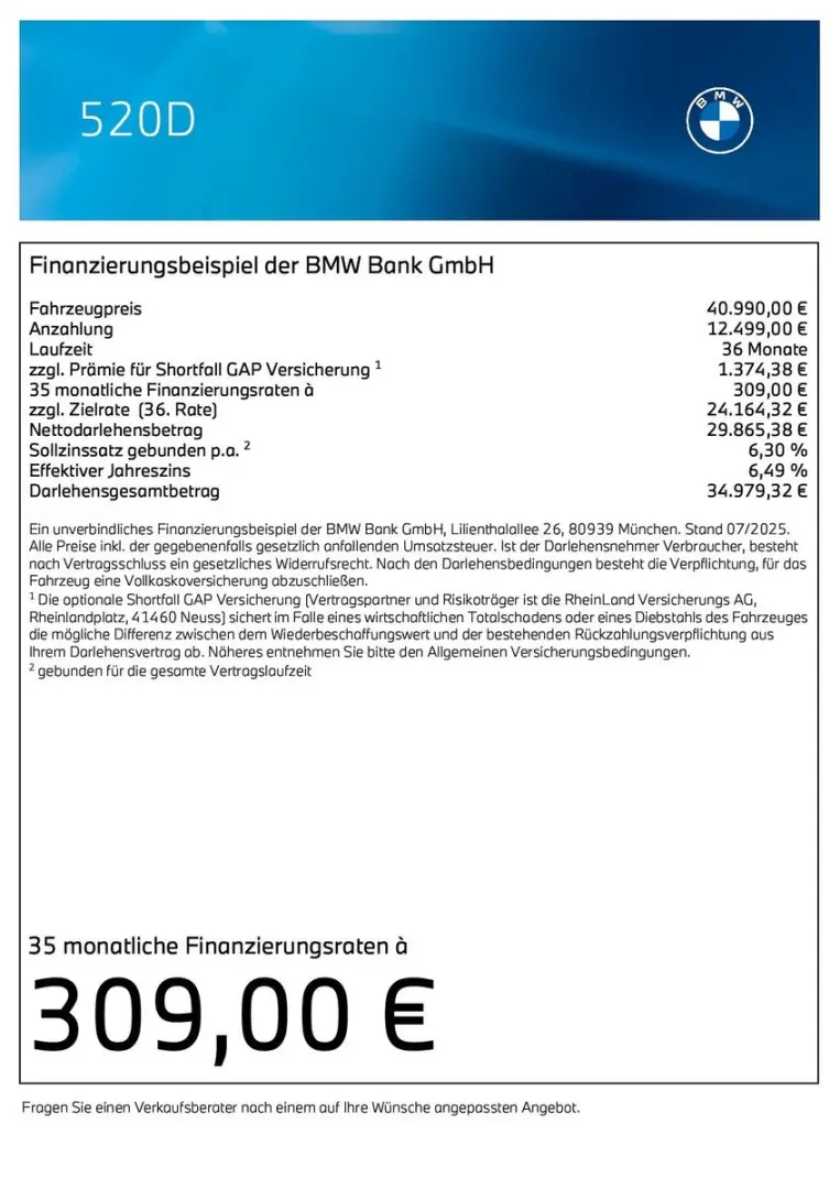 520d Limousine M Sportpaket Head-Up HiFi DAB