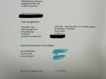 SL 63 AMG 4M Roadster   Vollausstattung MB100