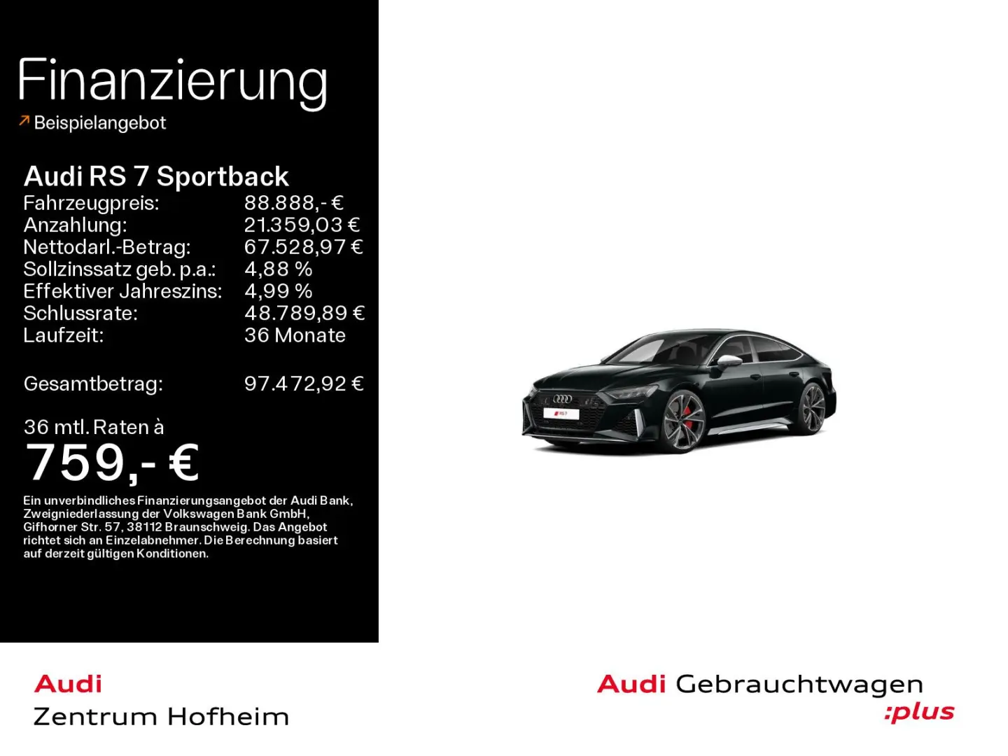 RS 7 Sportback Air B&O LED Virtual Navi  Tour Sp