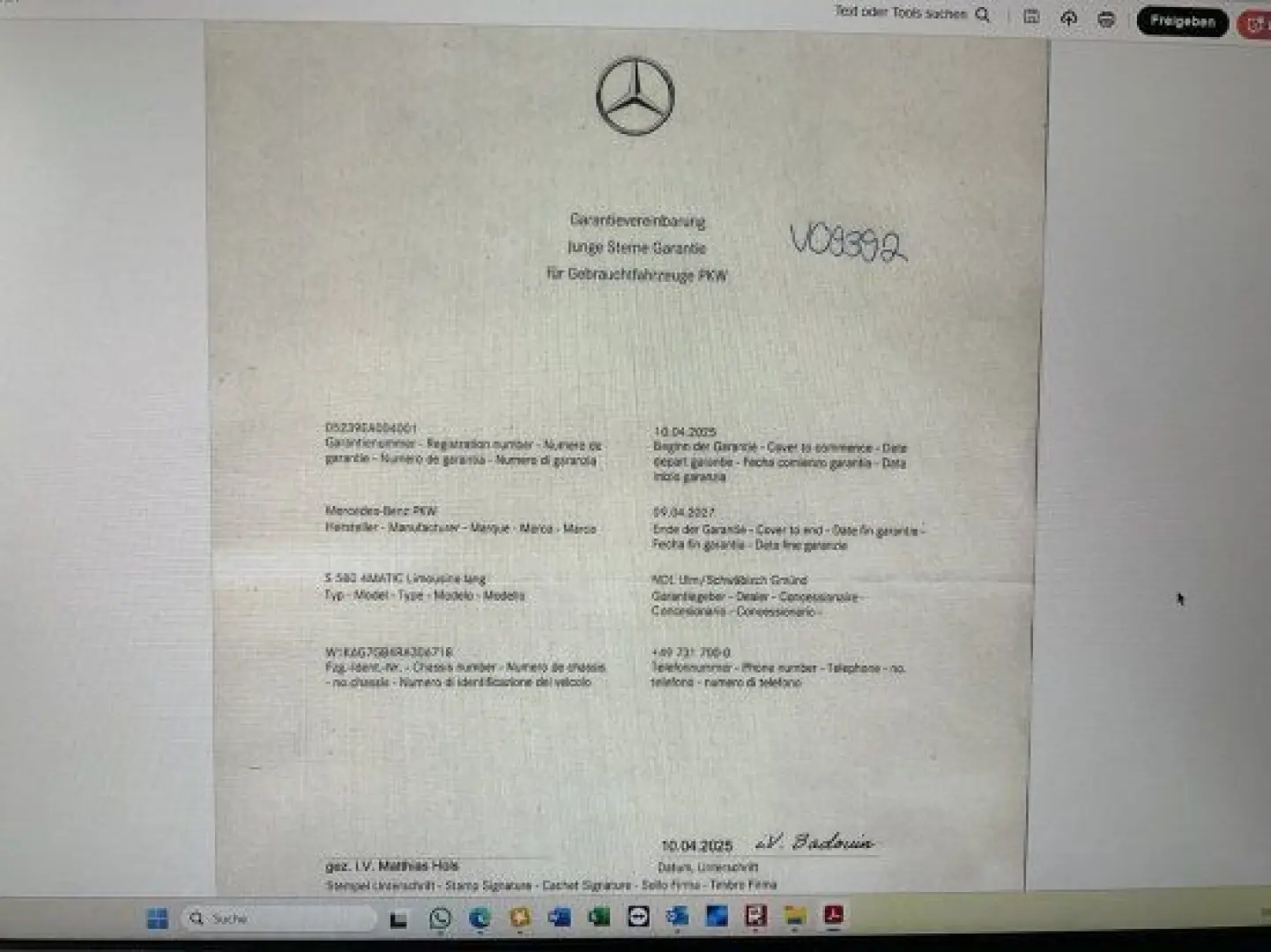 S 580 AMG Line  4Matic Limousine lang