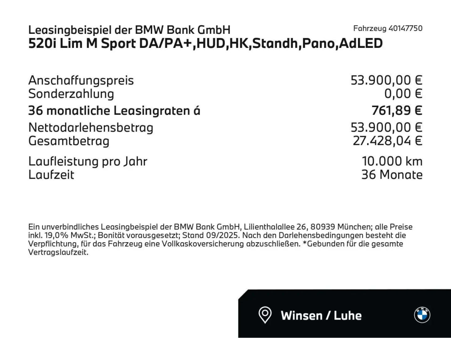 520i Lim M Sport DA PA  HUD HK Standh Pano AdLED