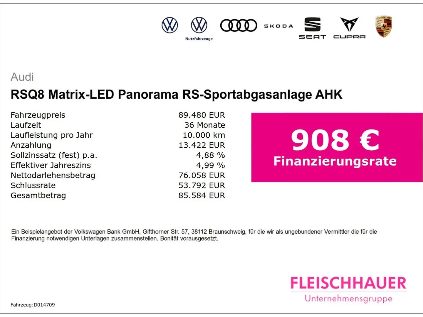 RSQ8 Matrix-LED Panorama RS-Sportabgasanlage AHK