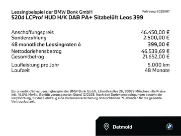 520d LCProf HUD H K DAB PA  Sitzbelüft Leas 399