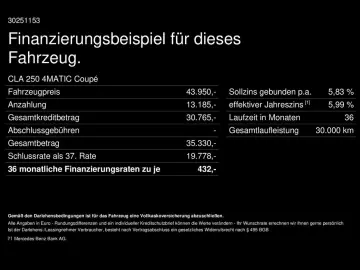 CLA 250 4M Coupé AMG Night Ambi Pano 360 Distron