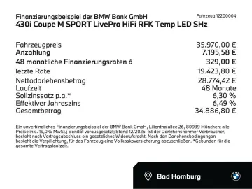 430i Coupe M SPORT LivePro HiFi RFK Temp LED SHz