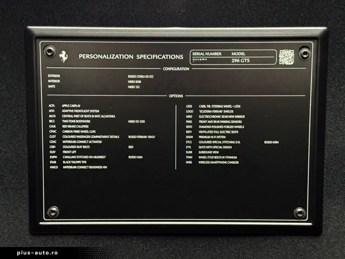 FERRARI 296 GTS JBL 360 BI-COLOR LIFT CARBON LED