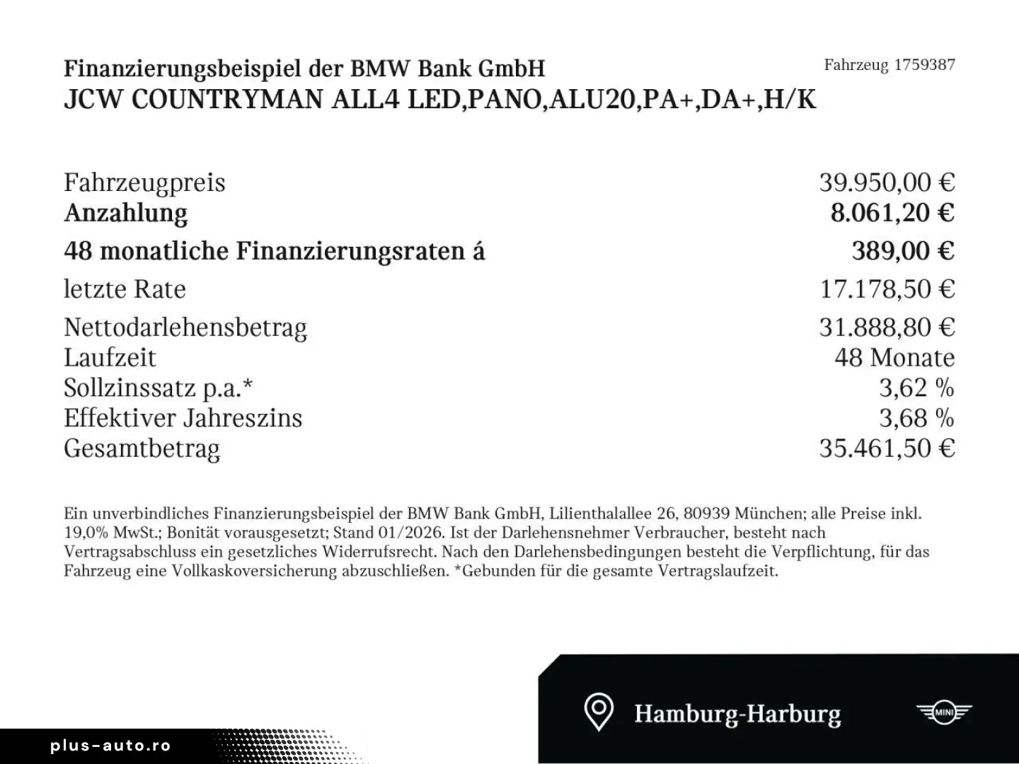 MINI JCW Countryman ALL4 LED Pano Alu20 PA  DA  H K