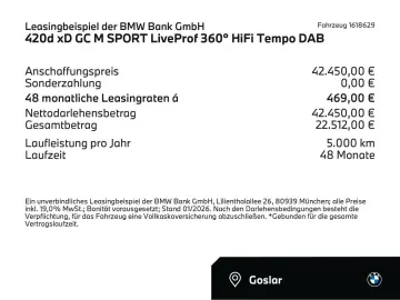 BMW 420d xD GC M SPORT LiveProf 360  HiFi Tempo DAB