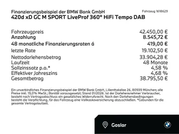 BMW 420d xD GC M SPORT LiveProf 360  HiFi Tempo DAB
