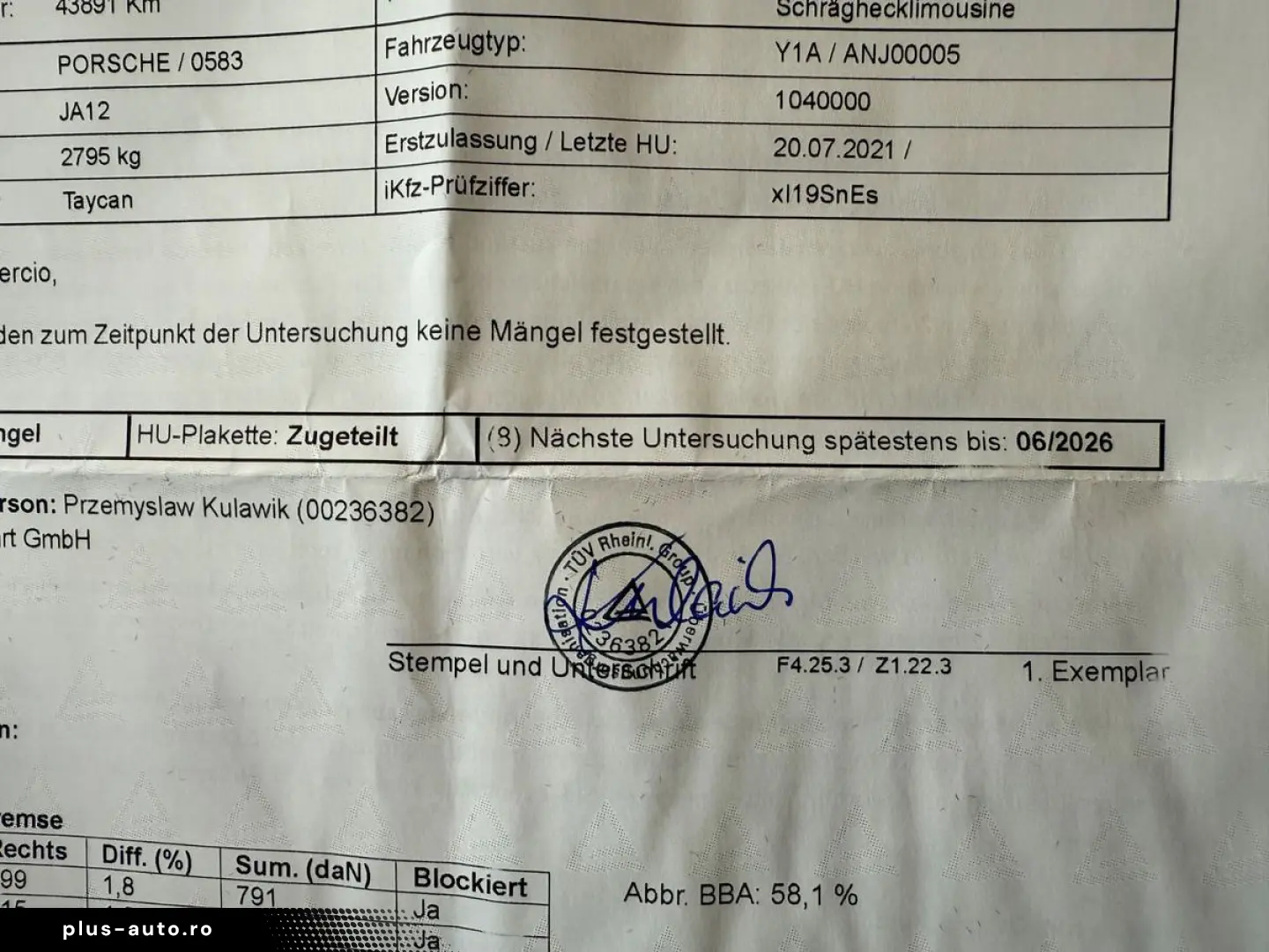 PORSCHE Taycan  Approved Kamera Tempostat Aero20Zoll