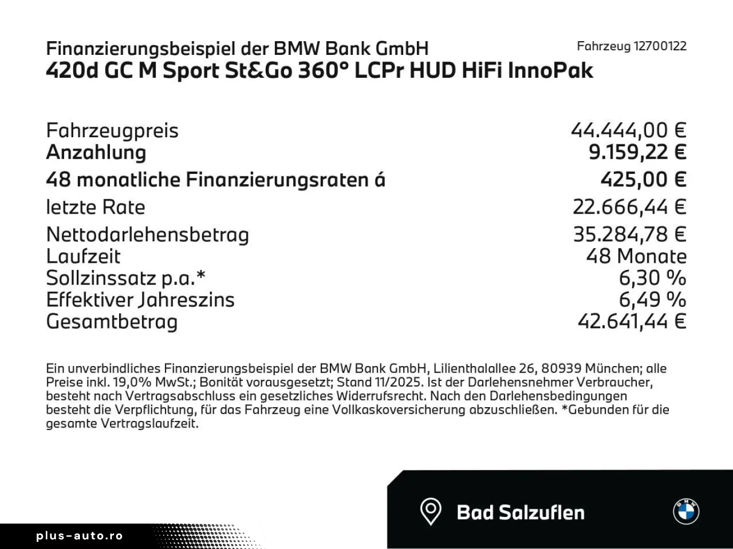 BMW 420d GC M Sport St&Go 360  LCPr HUD HiFi