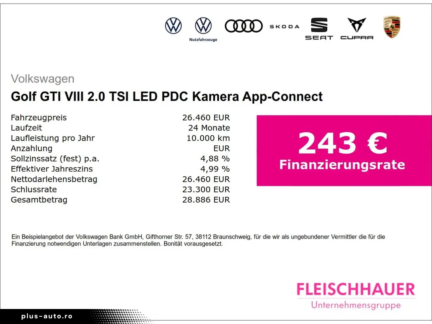 VW Golf GTI VIII 2.0 TSI LED PDC Kamera App-Connect