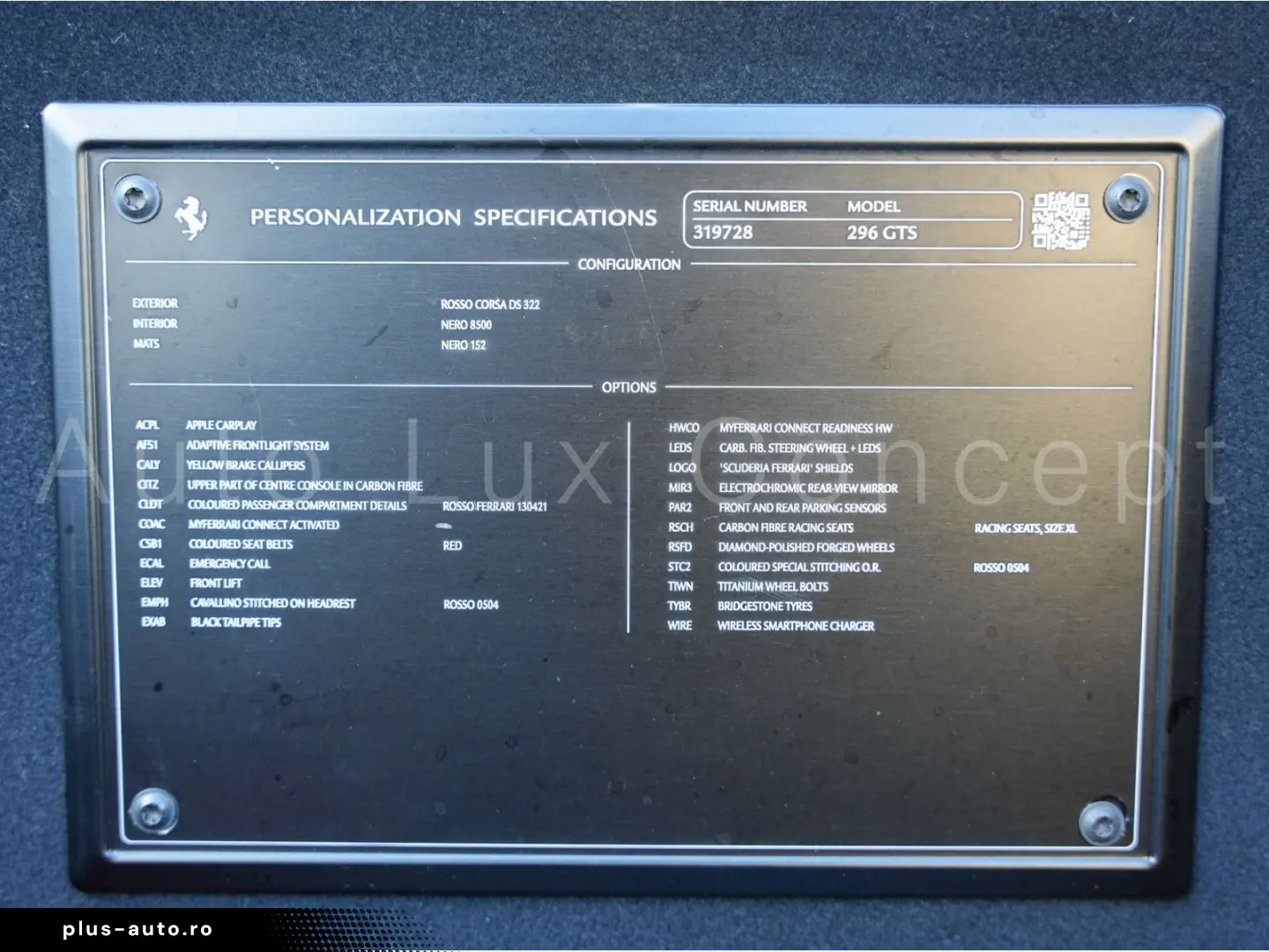 FERRARI 296 GTS Full PPF Racing Seats Lift Apple CarPlay