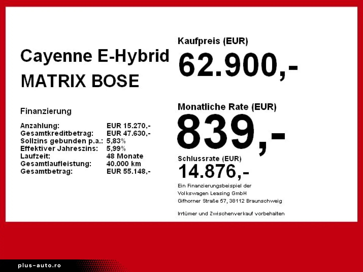 PORSCHE Cayenne E-Hybrid MATRIX BOSE Allr.Lenk 360  LM 2