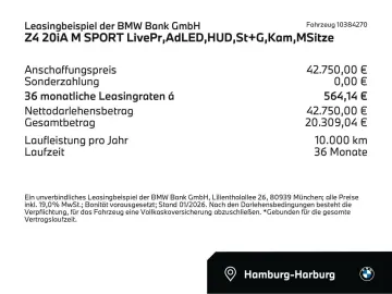 BMW Z4 20iA M SPORT LivePr AdLED HUD St G Kam MSitze