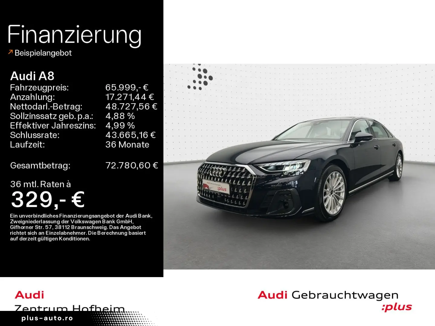 AUDI A8 60 TFSIe Lang qu tip Air B&O HUD Pano LED Vir