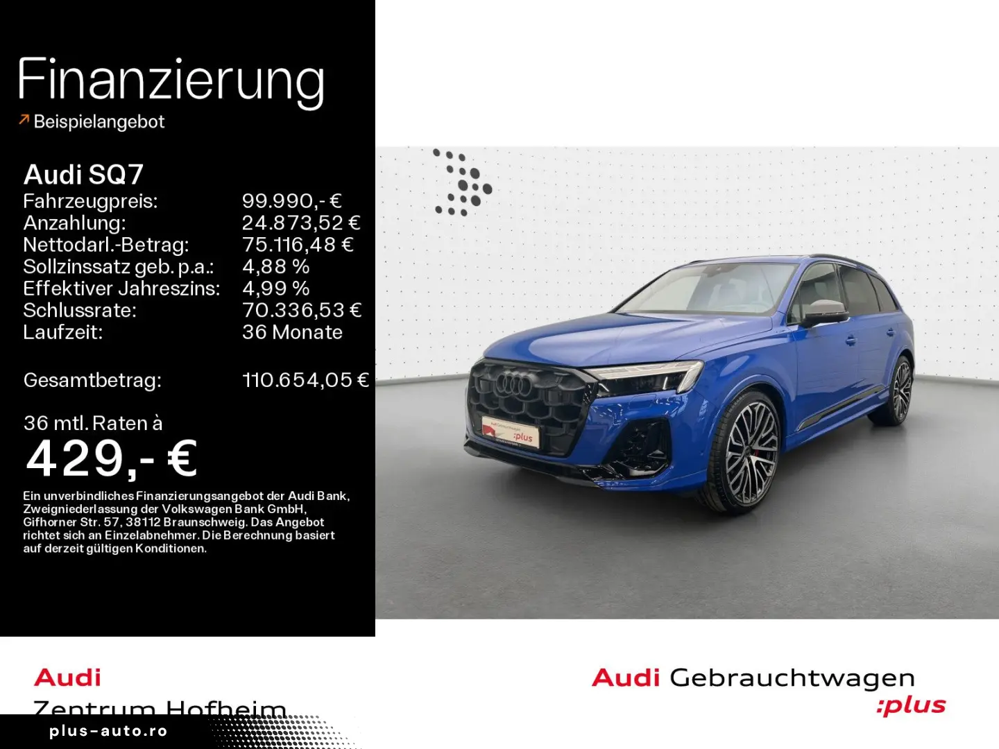 AUDI SQ7 EUPE 169.895 B&OAd HUD Pano Standh Laser Vir
