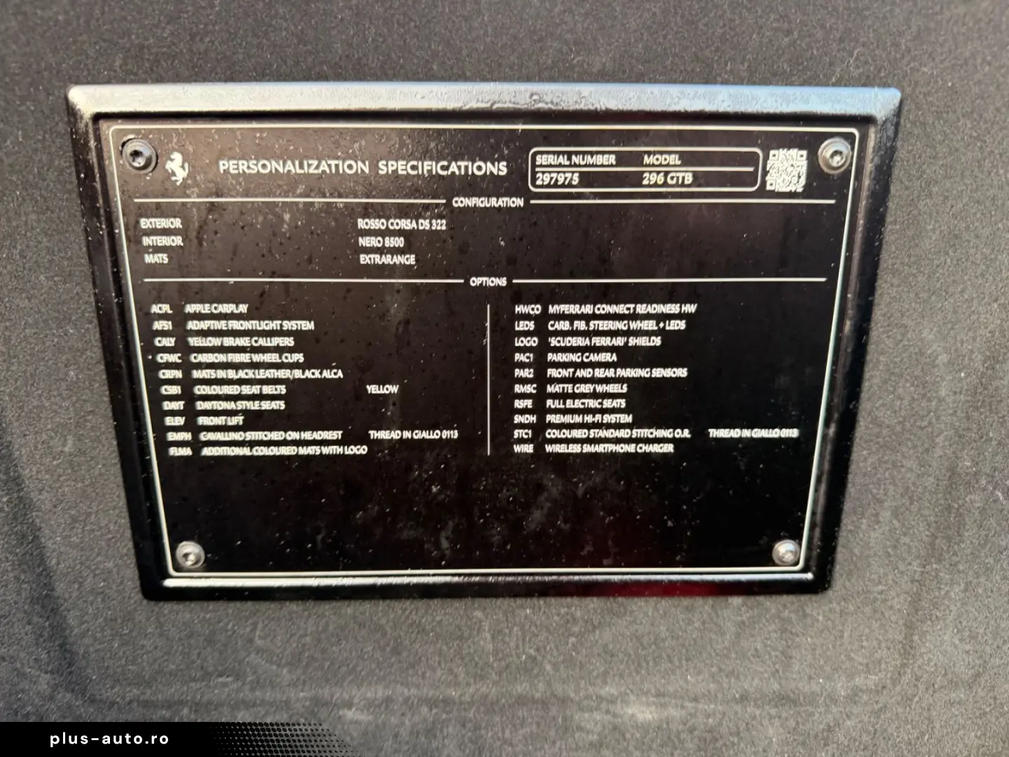 FERRARI 296 GTB LIFT JBL LED CARBONLENKRAD 7 JAHRE SERVI