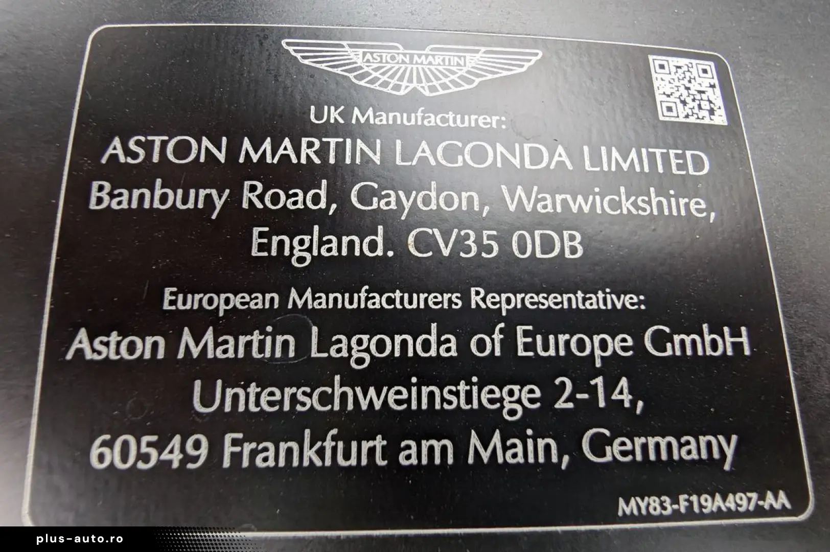 ASTON MARTIN Vantage Roadster F1 Ed. CARBON 360 GARA&hellip;