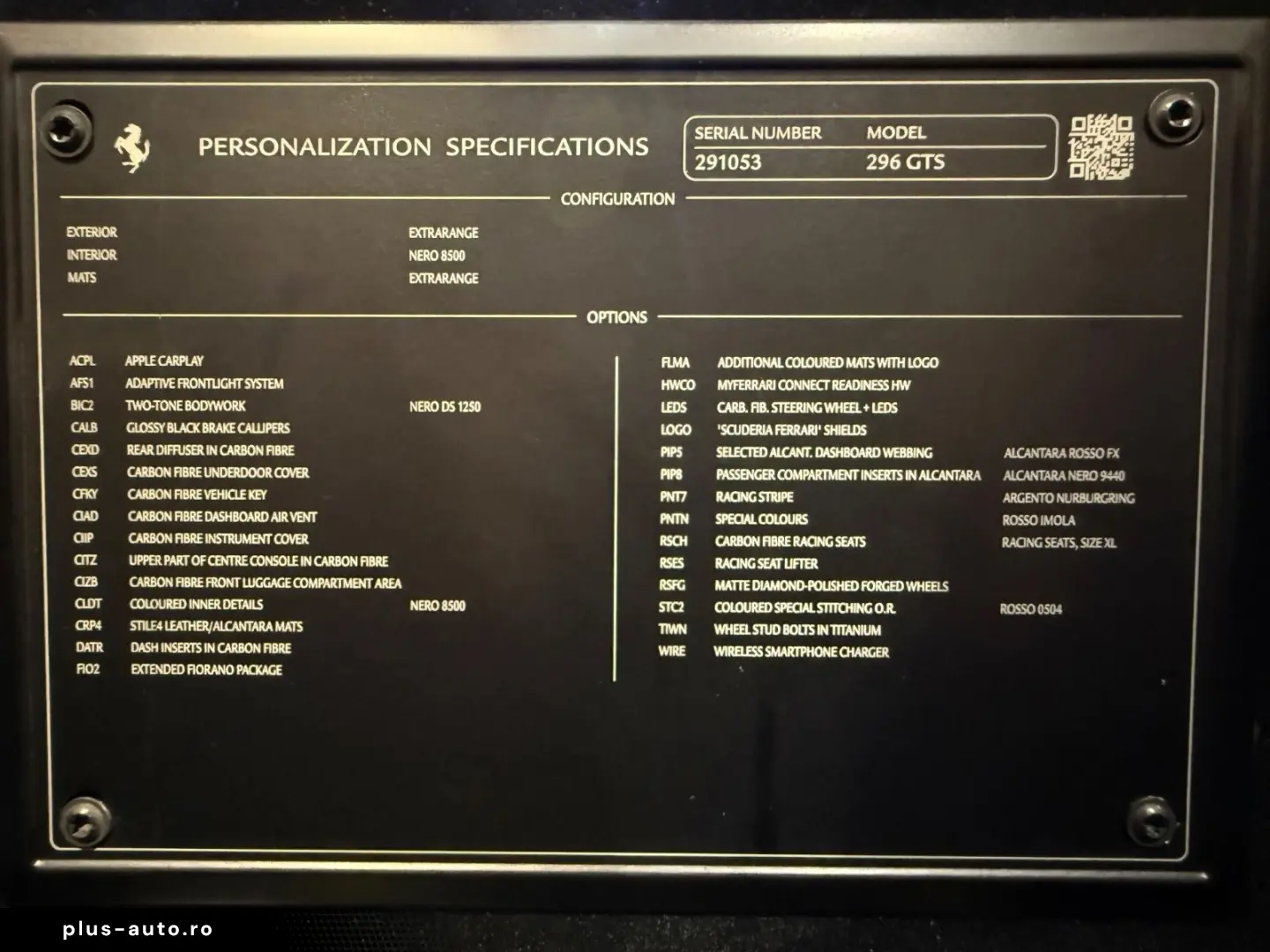 FERRARI 296 GTS  Assetto Fiorano FullCarbon Stripe