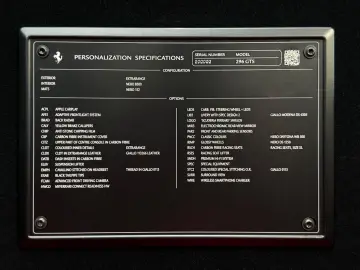 FERRARI 296 GTS   Nero Extracampione   Racing Seats