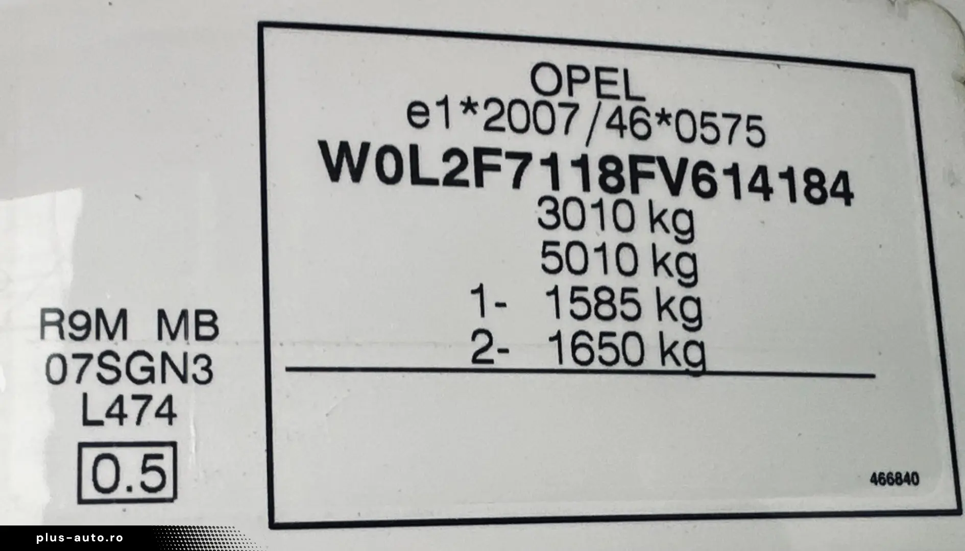 OPEL VIVARO   Fab.- 01-2015   1.6 DIESEL 120 Cp   EURO 6