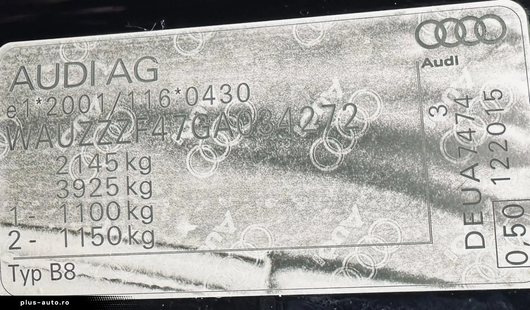 Audi A4 Avant  Fab-12-2016  2.0 Diesel 150 Cp   Euro 6