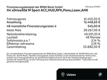 BMW X4 xDrive30d M Sport ACC HUD RFK Pano Laser AHK