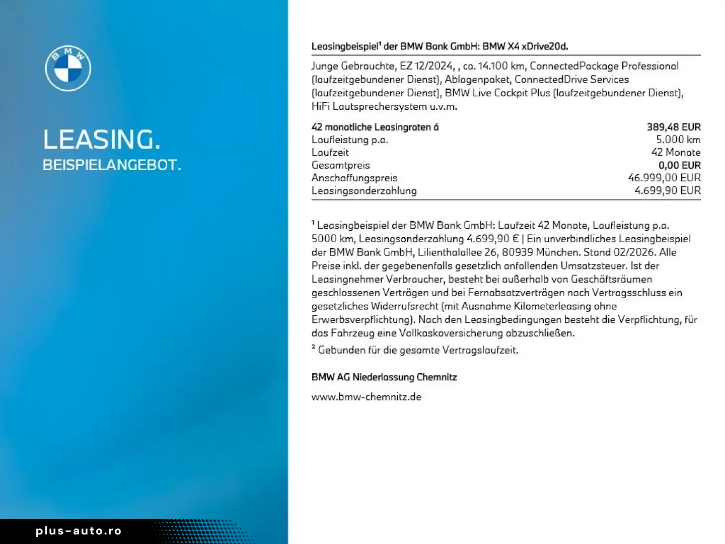 BMW X4 xDrive20d 34% unter ehem. UPE  Navi AHK Kamer