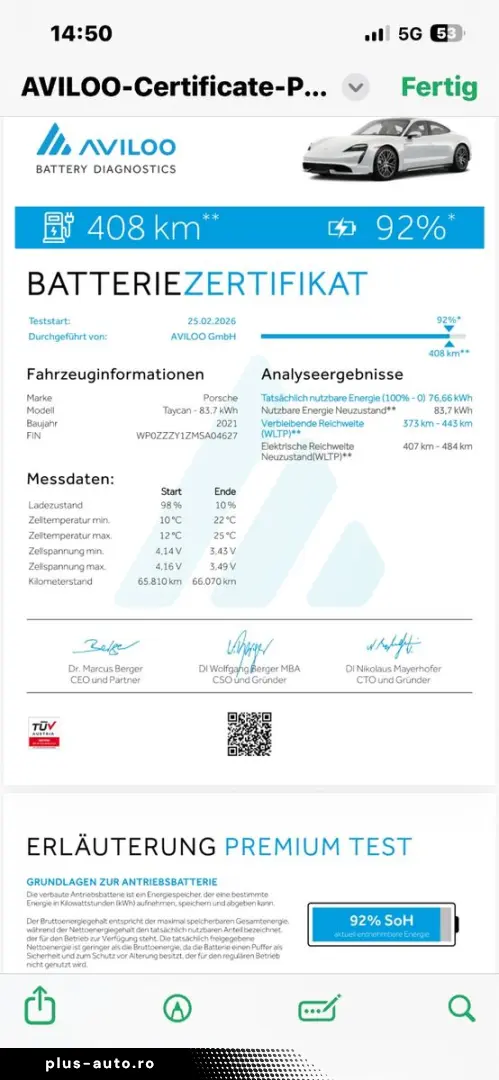 PORSCHE Taycan 92 % Batterieleistung HU Neu  Panorama
