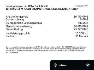 BMW X3 xDr20d M Sport DA PA  Pano Standh AHK e-Sitze