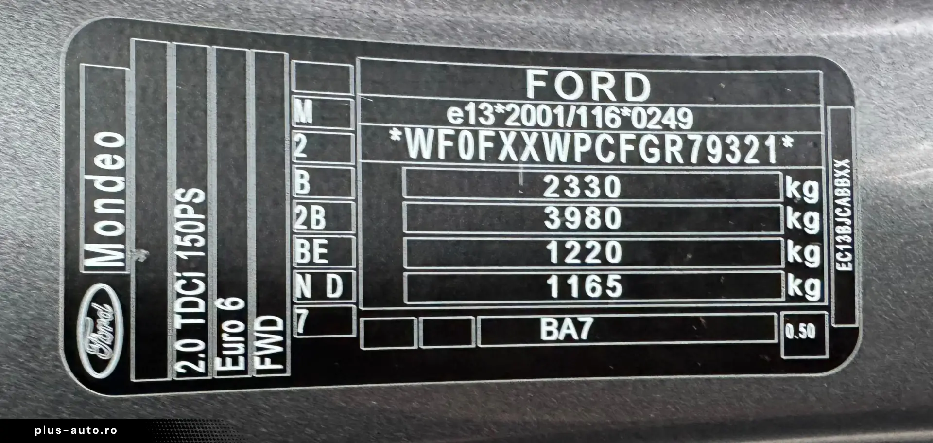 Ford Mondeo   Fab. 04.2016  2.0 Diesel 150 cp   Euro 6