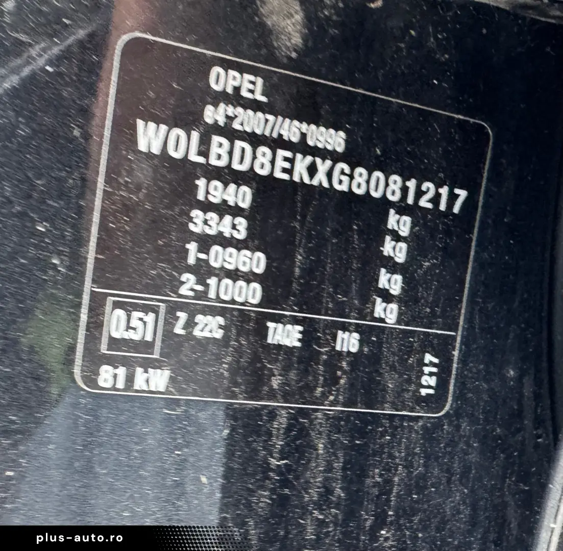 OPEL ASTRA K  Fab. 07.2016   1.6 DIESEL 110 Cp   EURO 6