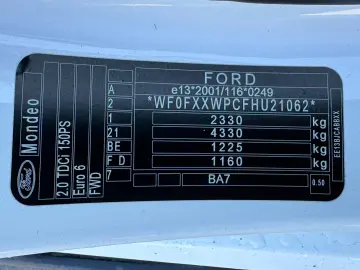 Ford Mondeo   Fab – 03.2017   2.0 Diesel 150CP  Euro 6