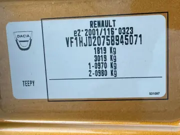 Dacia Duster   Fab- 03.2018   1.5 Diesel 110 CP   Euro 6