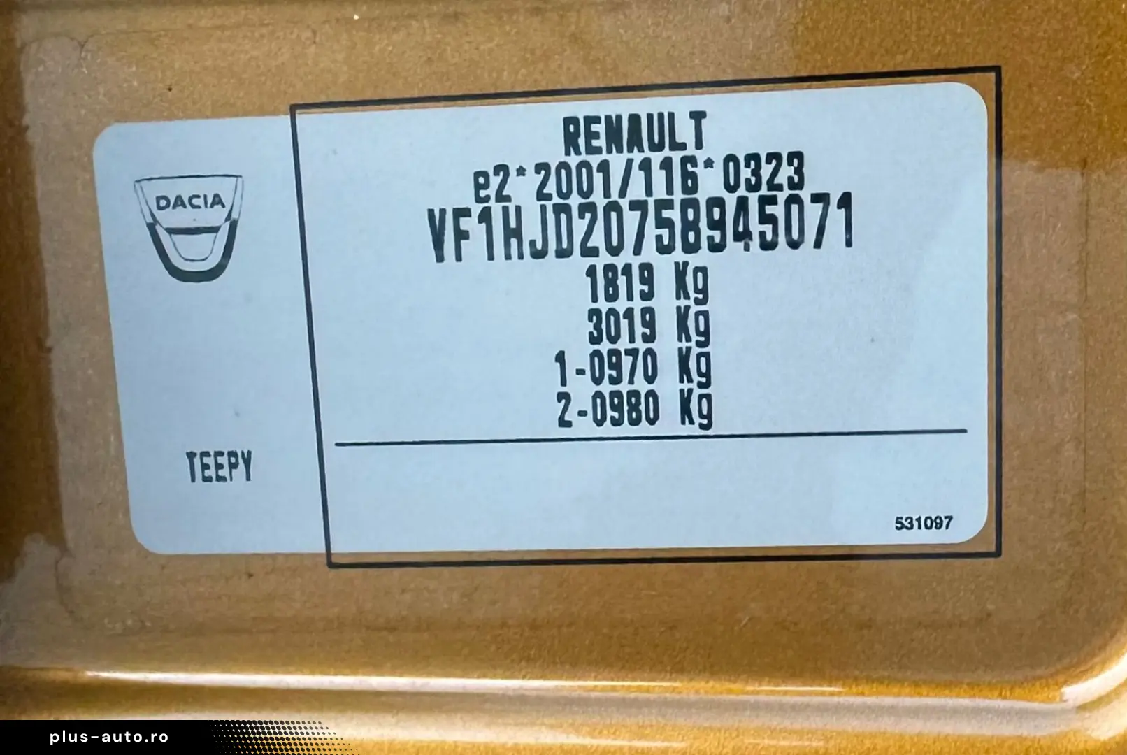 Dacia Duster   Fab- 03.2018   1.5 Diesel 110 CP   Euro 6