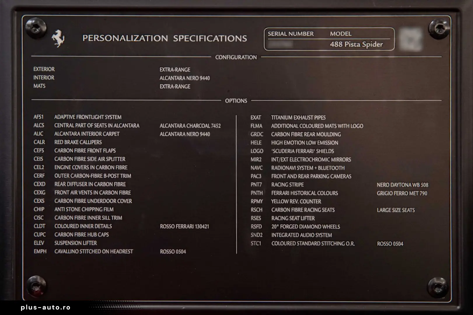 FERRARI 488 Pista Spider - Full Carbon - PPF - Lift