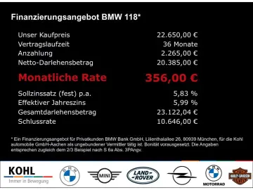 BMW 118 i Sport Line Panoramadach Klimaautomatik Sit