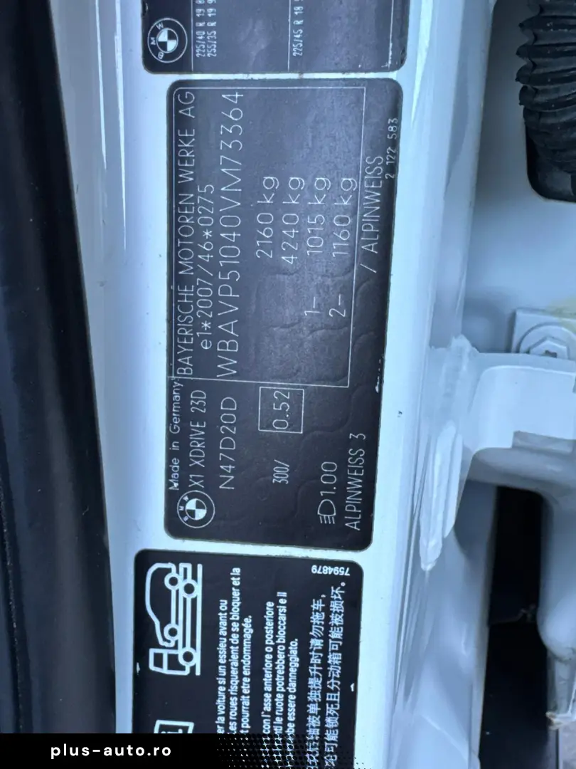 BMW X1 23D X-DRIVE   FAB 06.2010   2.0 DIESEL 204CP   EURO 5