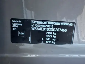 BMW 420d Gran Coupe   Fab- 12.2015   2.0 DIESEL 190CP