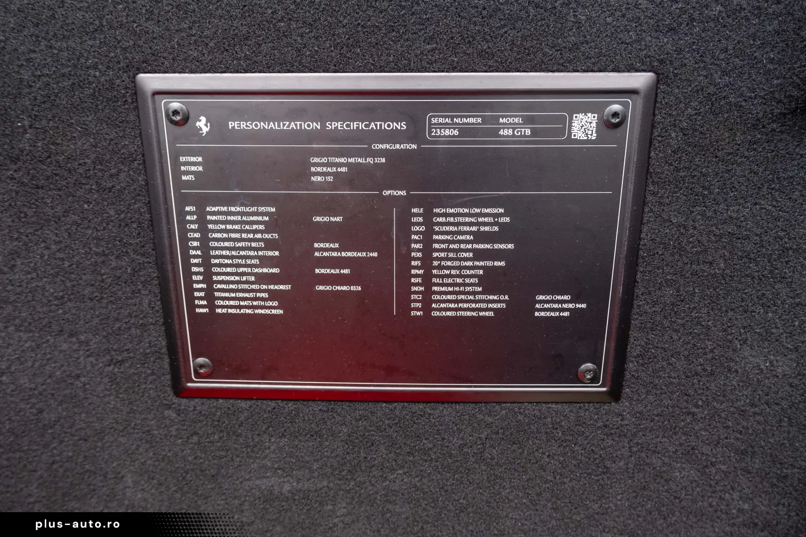 Ferrari 488 GTB LIFT JBL Camera Daytona Seats