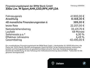 BMW 330e Lim. M Sport AHK GSD RFK HiFi DA Sportpaket