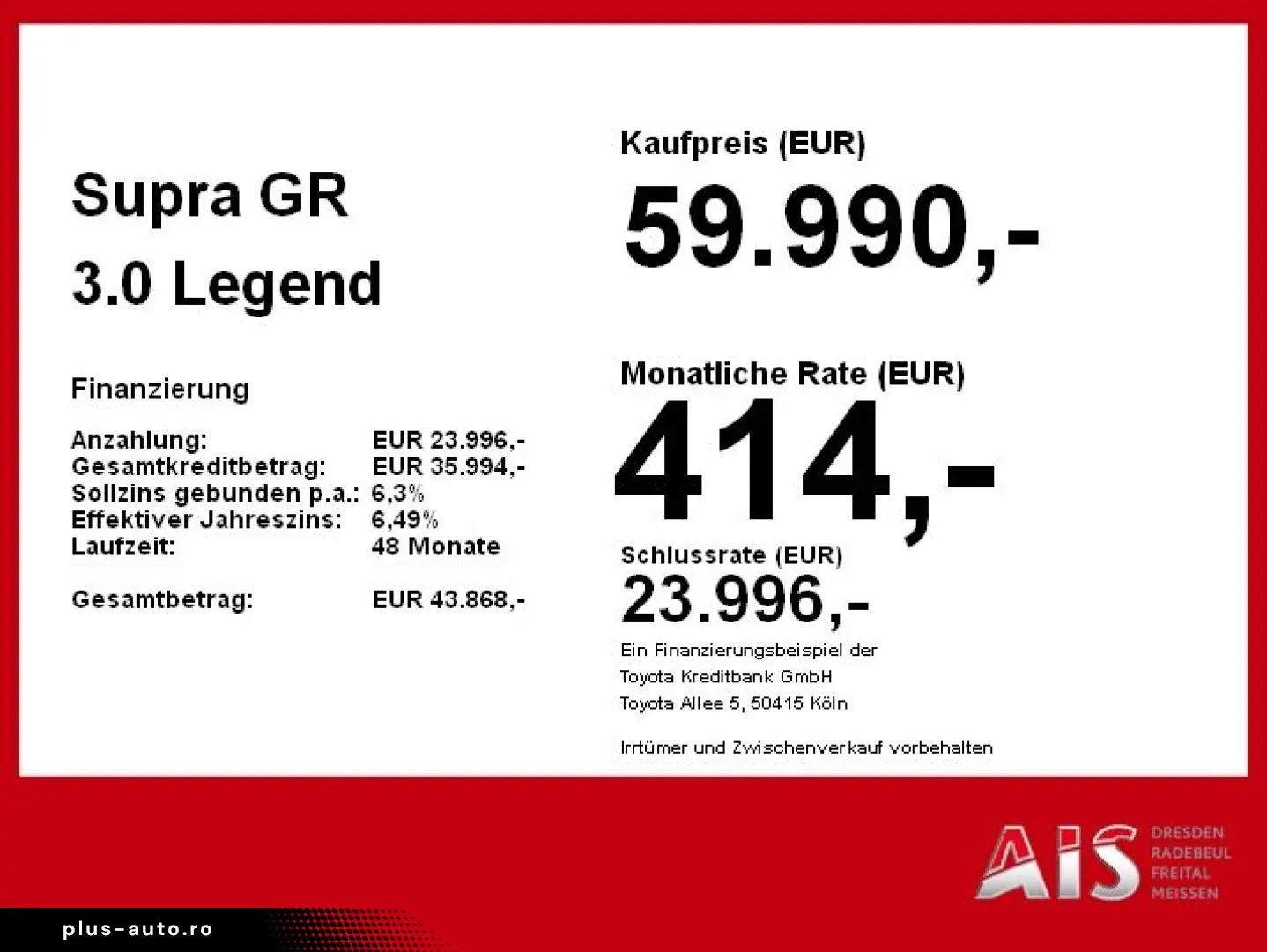 TOYOTA Supra GR 3.0 Legend HUD Matrix Navi JBL TotWinke